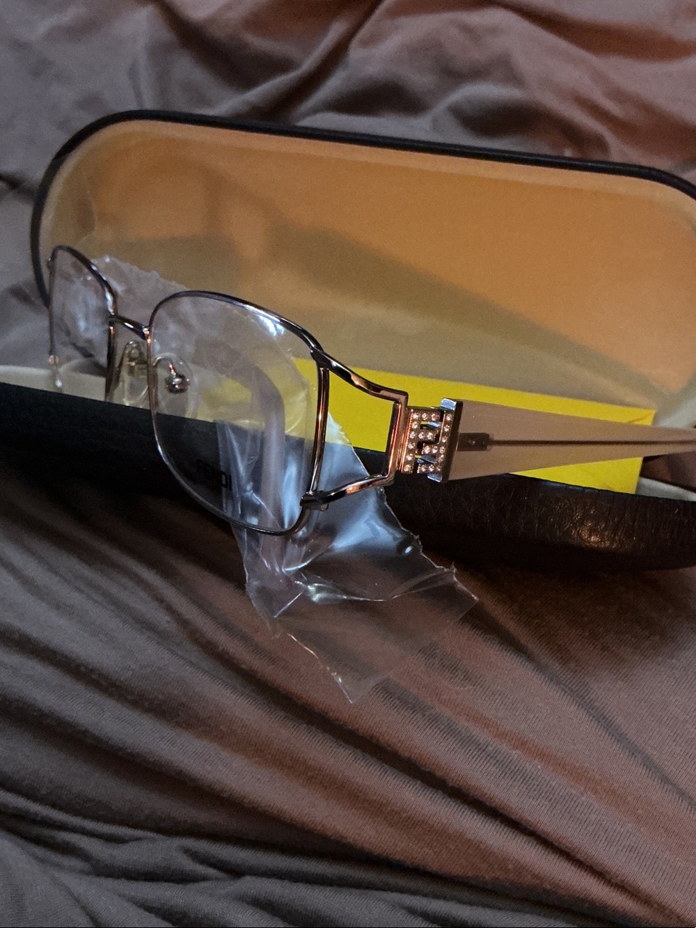 Fendi Silver-Tone Metal Glasses with Crystal-Studded Temples